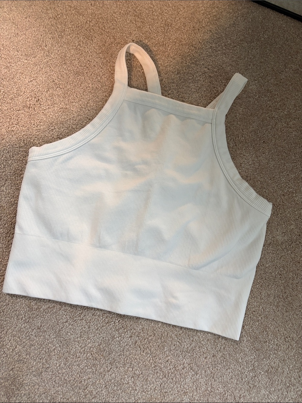 Ribbed Square-Neck Crop Tank Top Workout